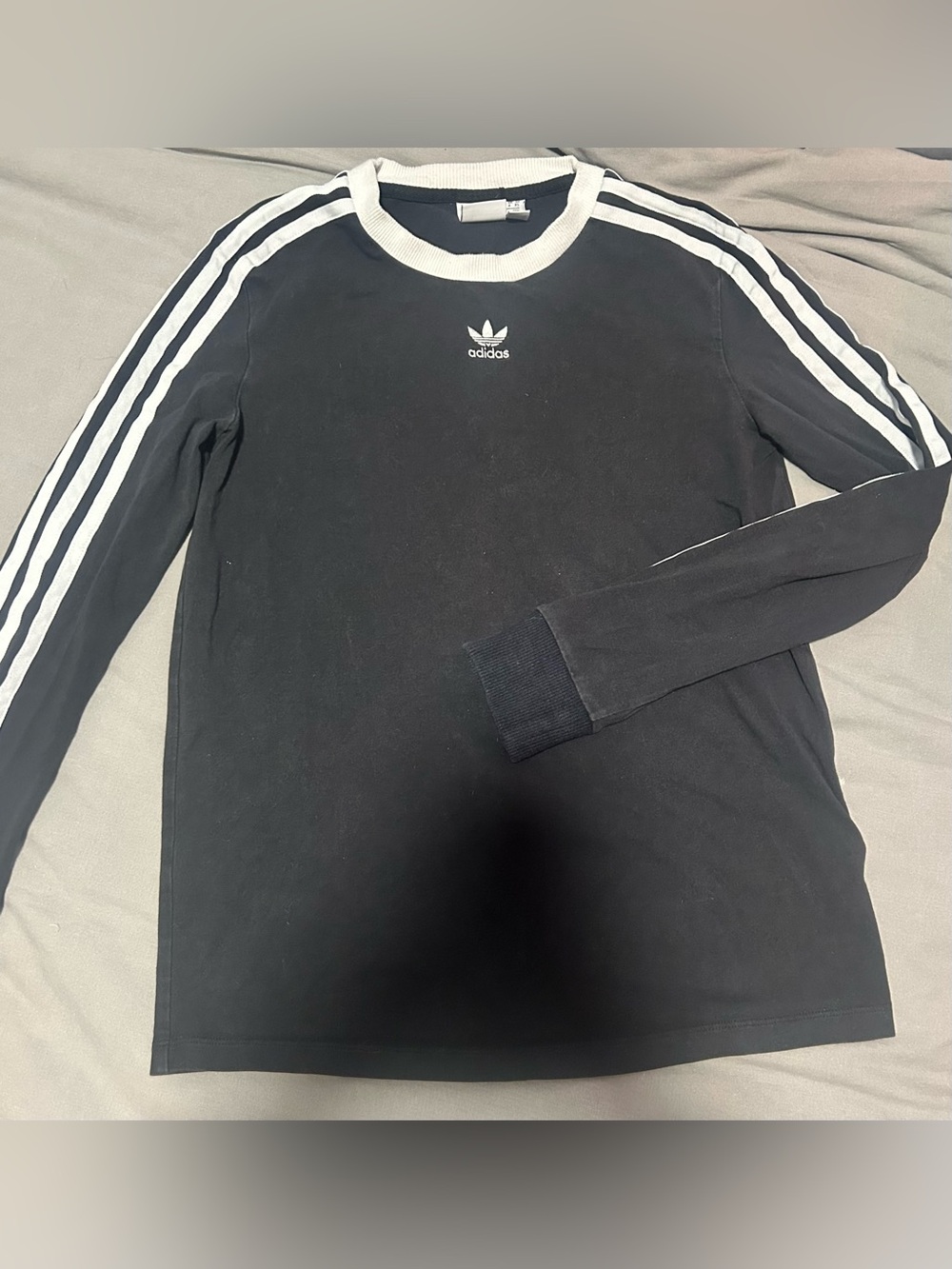 Adidas Black Long Sleeve Tee with the 3 White Stripes